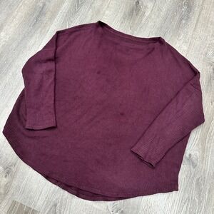 WE‎ THE FREE Sweater Women's XL Burgundy Waffle Knit Oversized Knit Sweater